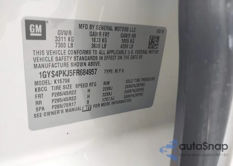 2015 Cadillac Escalade Platinum из США, поврежденный, VIN 1GYS4PKJ5FR684957